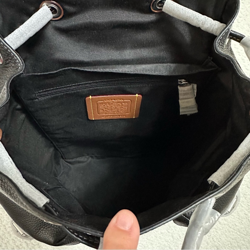 NWT Coach Warner Laptop Black Pebbled Leather Backpack Silver Hardware CW210 - Picture 6 of 14